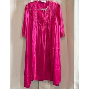 Vtg Vandemere Nightgown Robe Set Satin Lace Old Money‎ Large Regency Boho 19285x